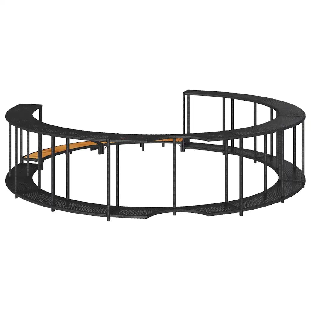 Bordo per Vasca da Spa con Portaoggetti&Gradino Polyrattan Nero CFW5826697