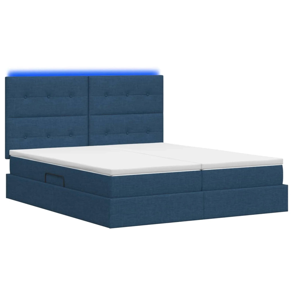 Letto con contenitore LED e materasso Blu 180 x 200 cm Tessuto 3460235