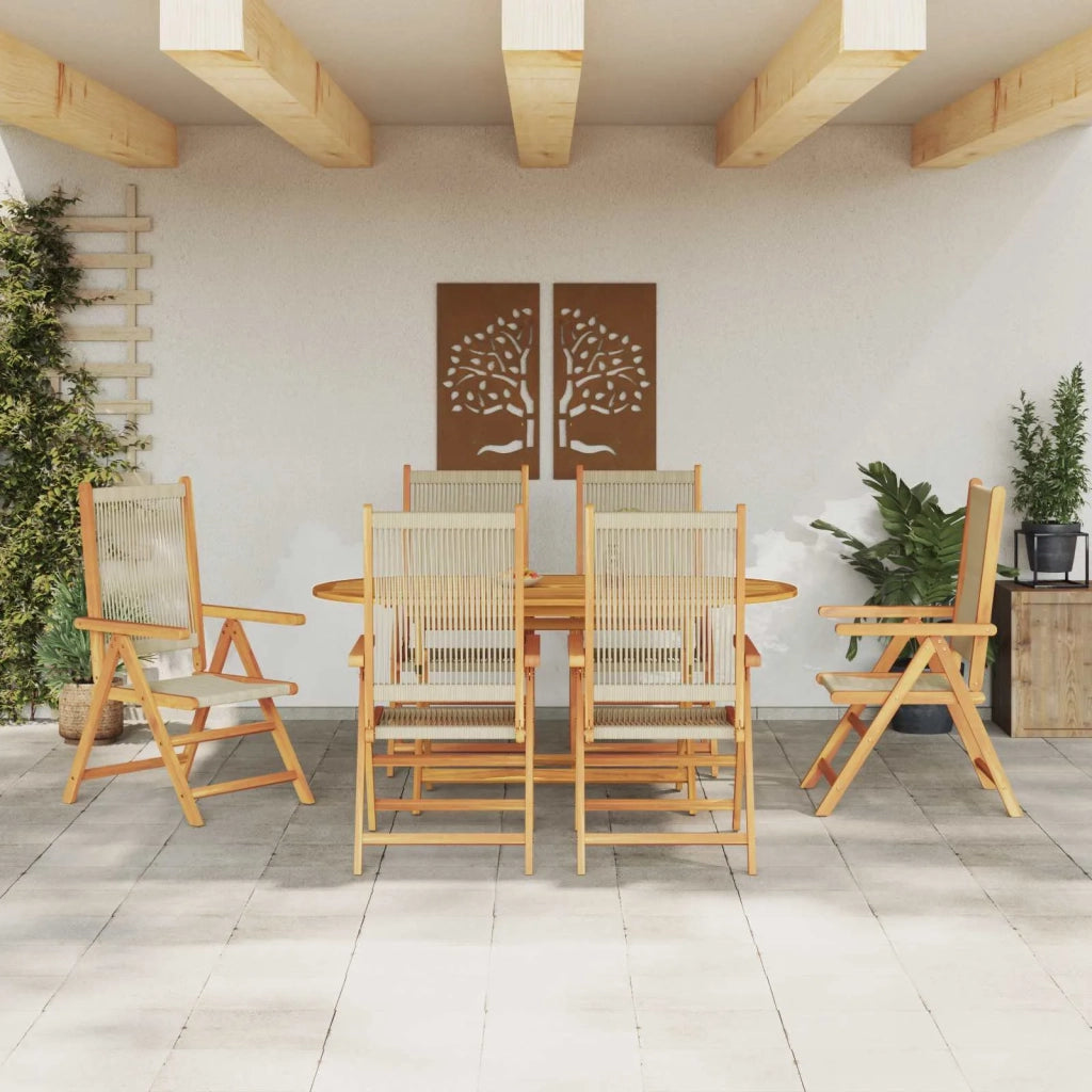 Set da Pranzo per Giardino 7 pcs Beige Legno di Acacia Massello 3375741