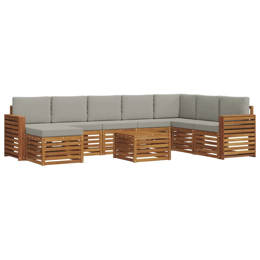 Set di divani da esterno 9 pcs Grigio Naturale e Chiaro