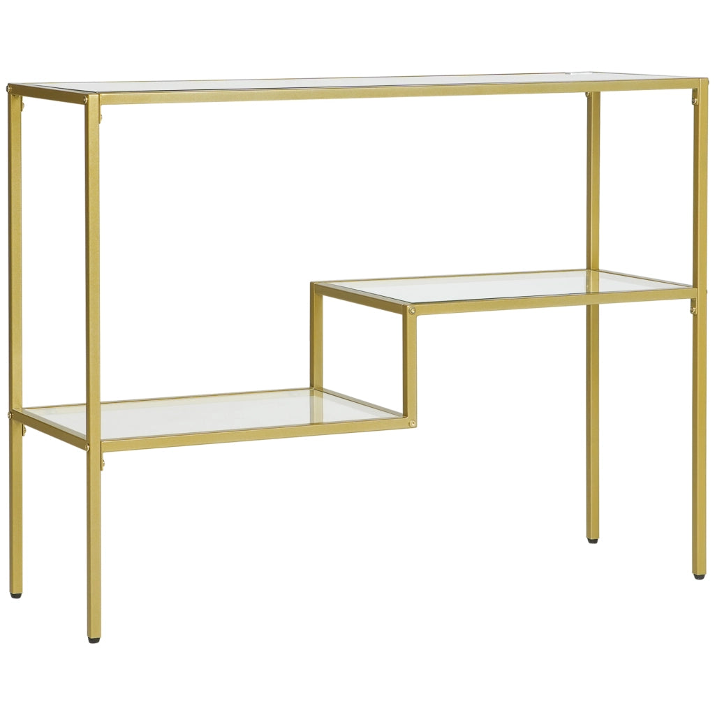 Consolle ingresso 3 ripiani ¨C Xylo ¨C acciaio vetro temperato oro 100x32x76 cm