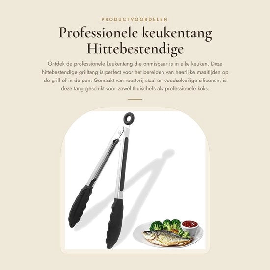 Tang per cucina Resistente al calore - Piastra per carne - Tang per cucina in acciaio inossidabile - Tang per cucina in silicone - Tang per griglia - Sicuro per alimenti