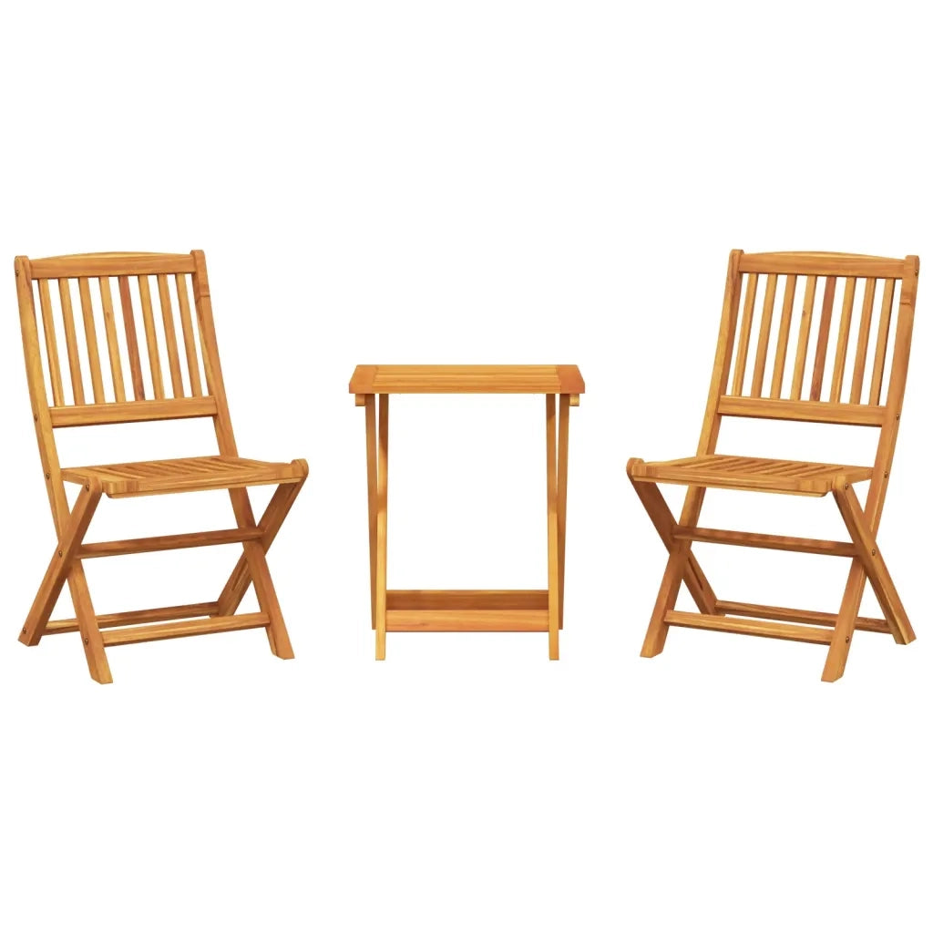Set da Pranzo da Giardino Pieghevole 3 pz in Massello di Acacia