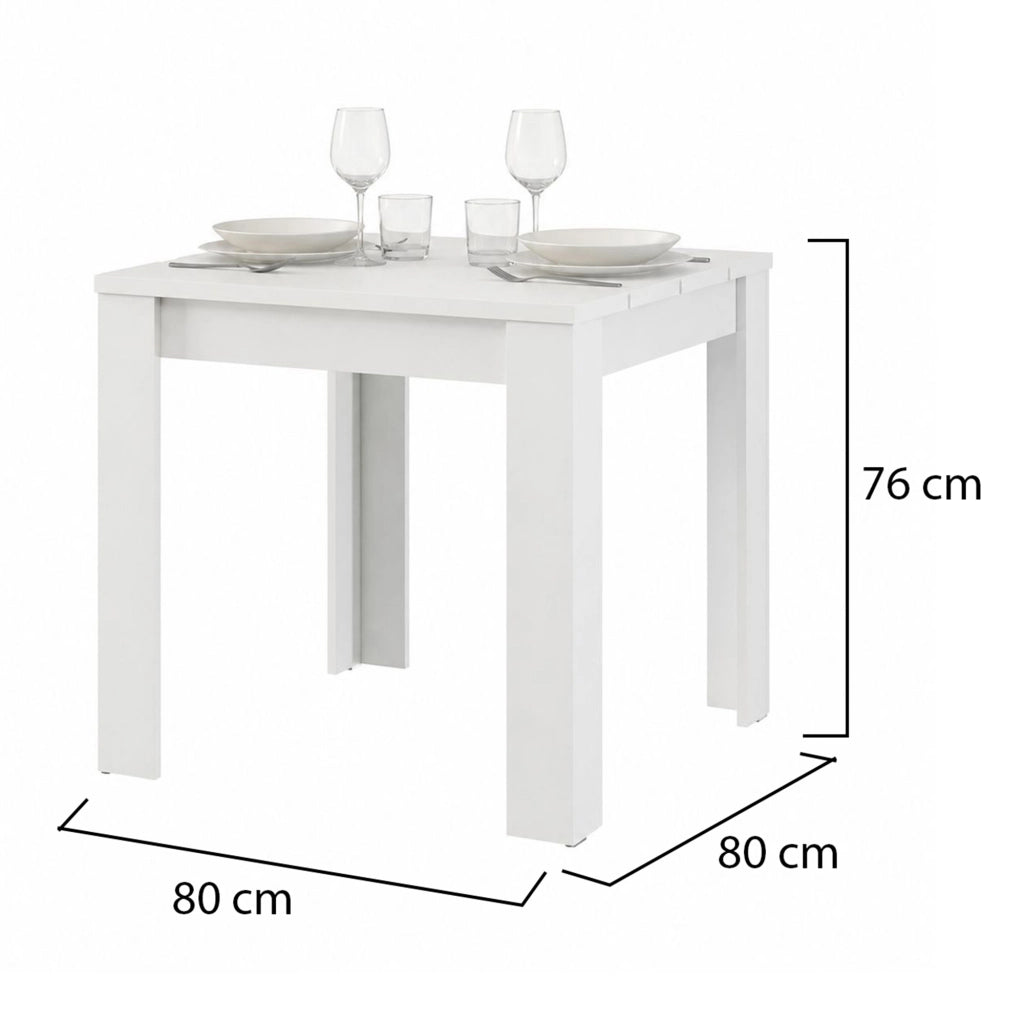 Trosa, Tavolo Fisso 4 Posti, 80x80x76h cm Bianco Opaco