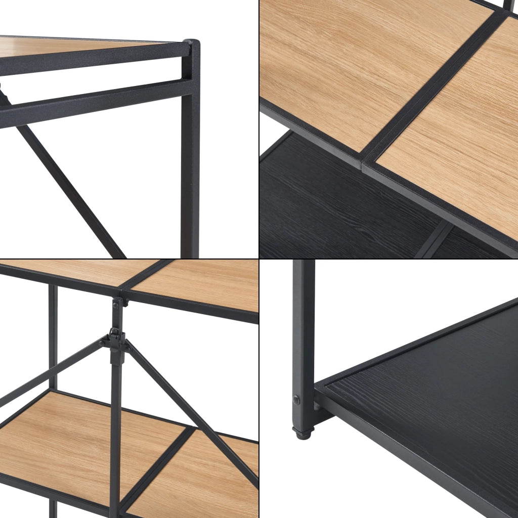 Scaffale dal design senza tempo per soggiorno/camera da letto mobile contenitore pieghevole indipendente con 3 ripiani metallo 81 x 68 x 38 cm MDF nero 03_0011144