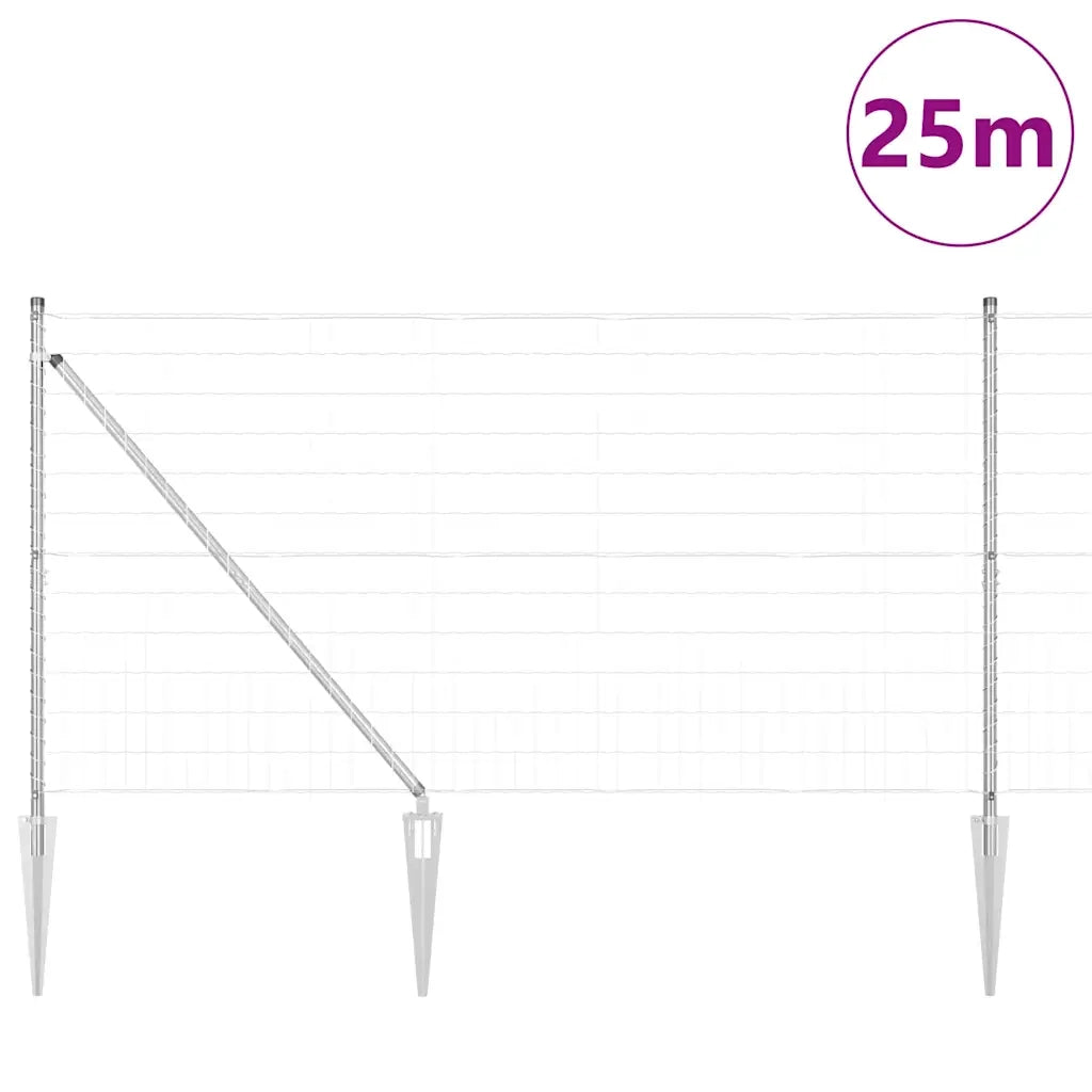 Recinzione con Posto Argento 1,2 x 25 m Acciaio