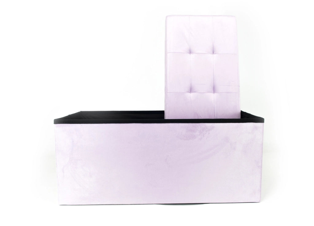 Pouf Contenitore Imbottito Pieghevole Modello Double Velvet Rosa Antico