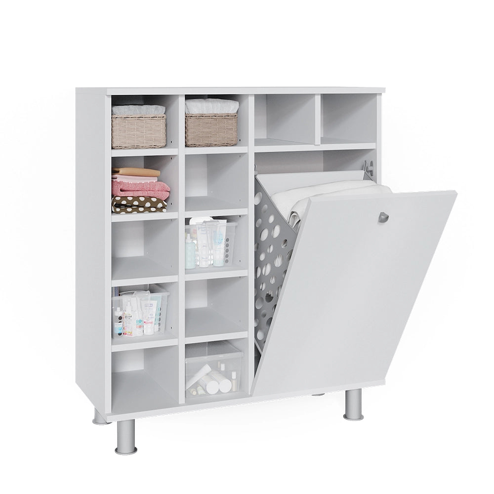 Armadietto da bagno con portabiancheria Fynn Bianco 78.4 x 91.6 cm Vicco