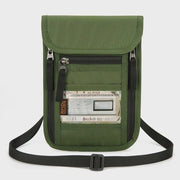 Documentata borsa multifunzionale per passaporto leggera anti-furto spazzola borsa caldo collo borsa portatile, verde