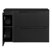 Mobile Sottolavabo da Parete NEWPORT con 2 Cassetti e Armadietto 100 x 60 x 40 cm - Nero [en.casa]