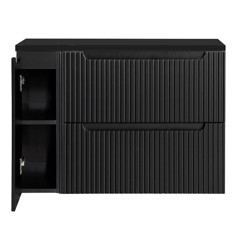 Mobile Sottolavabo da Parete NEWPORT con 2 Cassetti e Armadietto 100 x 60 x 40 cm - Nero [en.casa]
