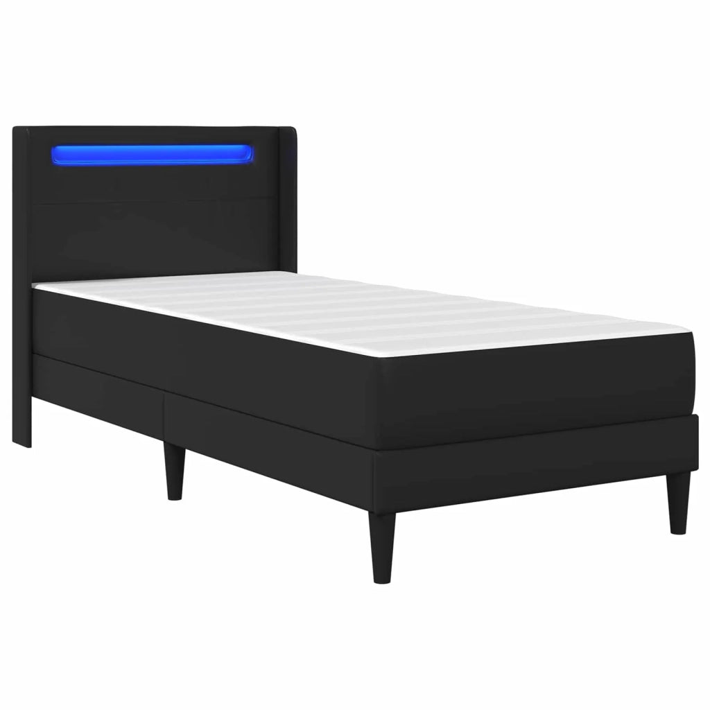 Struttura letto con materasso-Giroletto Nero 90 x 190 cm Similpelle