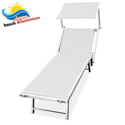 Lettino Prendisole Alluminio Pieghevole LIDO Spiaggia Giardino Bianco 190x60x40