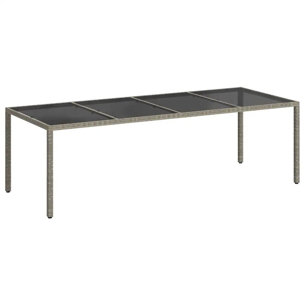 Tavolo Giardino Grigio 250x100x75cm Vetro Temperato Polyrattan 316727