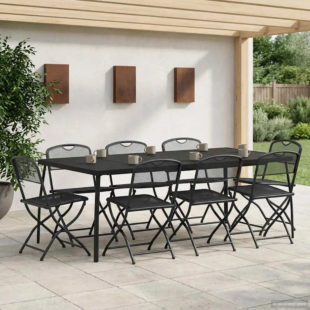 Set di Mobili da Esterno 9 pcs Antracite Ferro e Acciaio