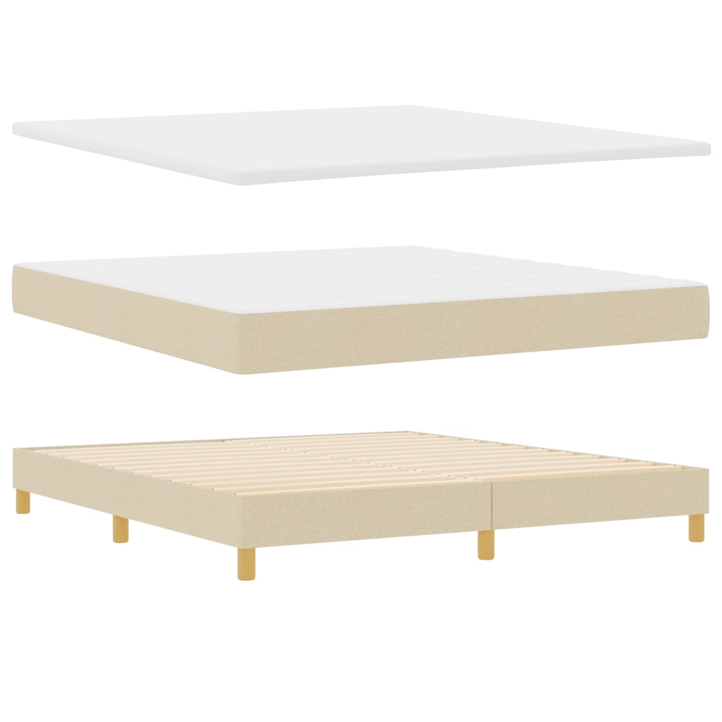 Letto box spring con materasso panna 180x200 cm tessuto