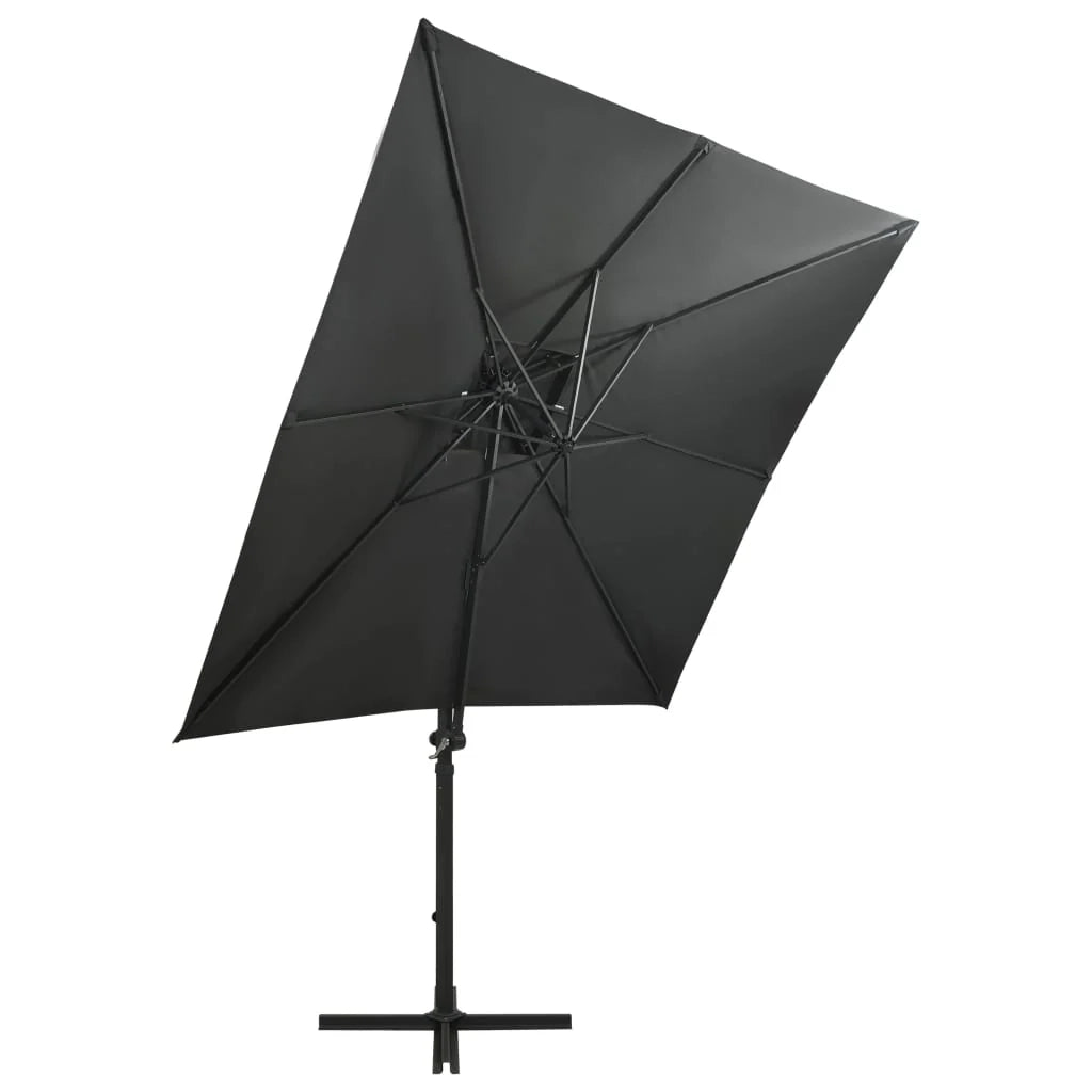 Ombrellone da giardino a sbalzo con palo e luci LED 250 cm antracite 02_0008514