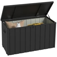 Panca Contenitore da 450L con 4 Rotelle e Maniglie, in Acciaio e PP, 125.5x61.5x70 cm, Grigio Scuro