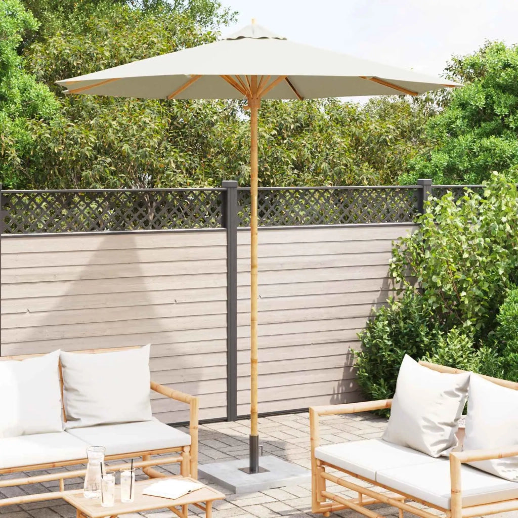 Ombrello da giardino-Ombrellone da spiaggia Bianco Crema ? 240 x 260 cm Bamb¨´