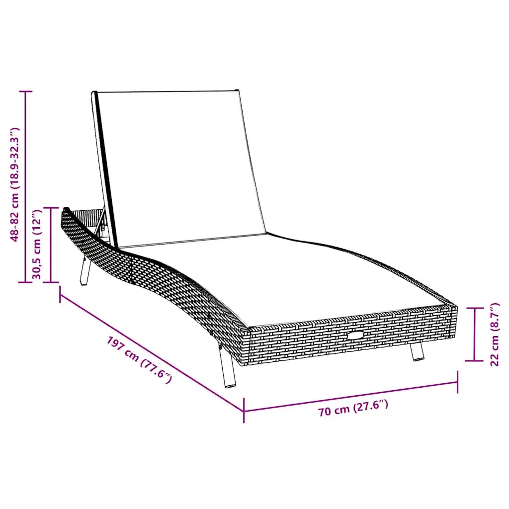 2 pz Lettino Prendisole | Sdraio da giardino | Lettino da sole Nero e Marrone polyrattan