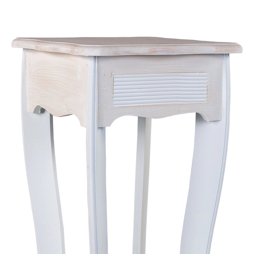 Supporto per vaso in legno bianco 30x30x76