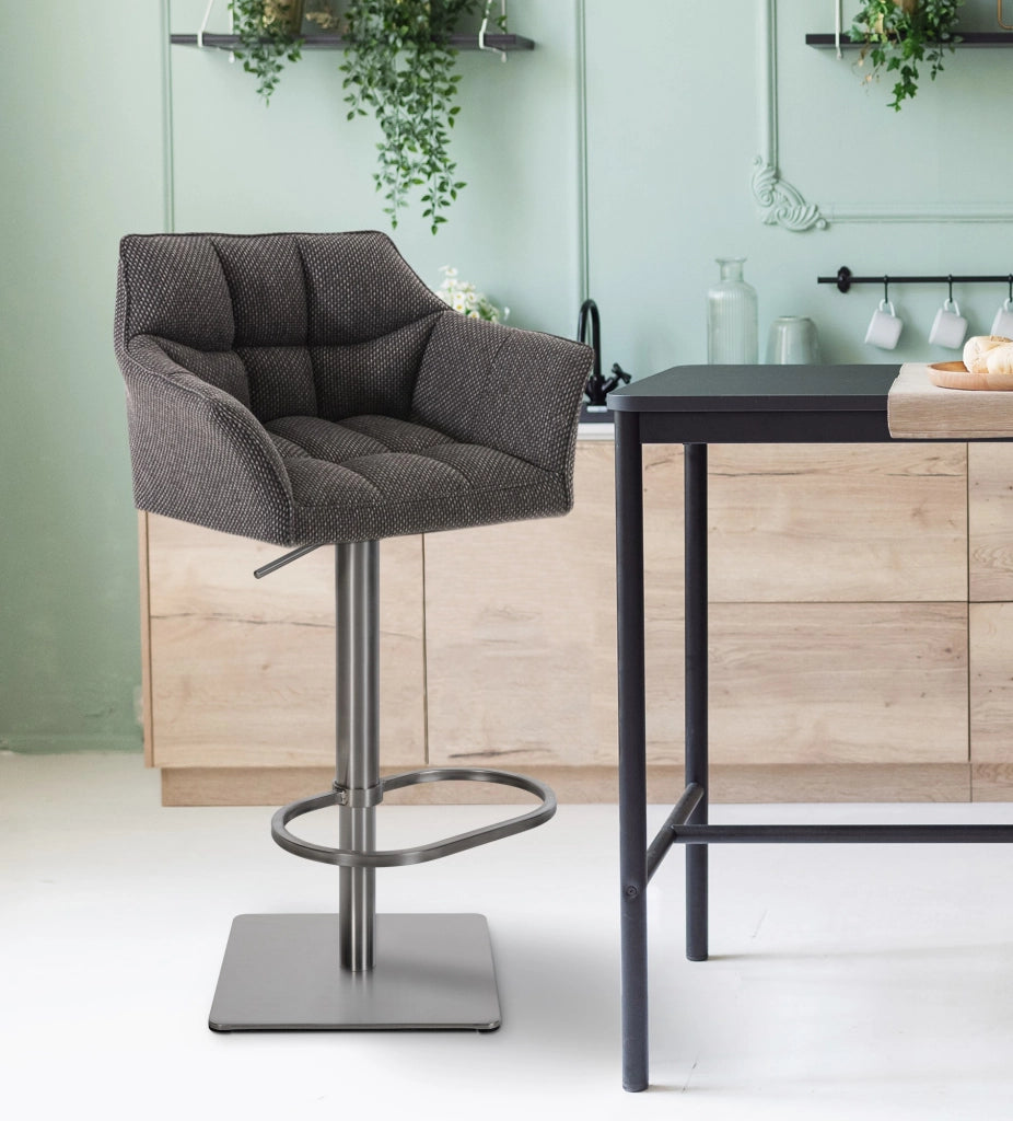 Set 2 sgabelli bar in tessuto Damaso acciaio inox 5