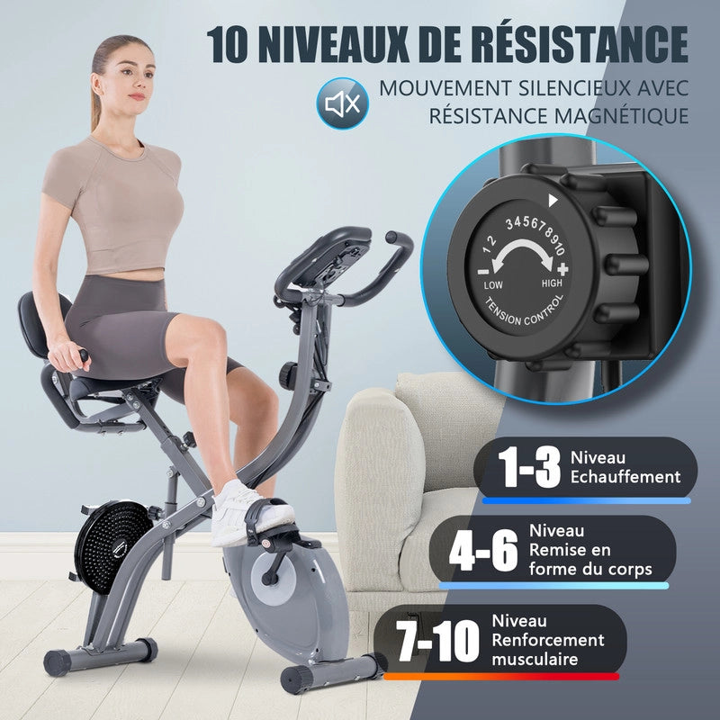 Cyclette pieghevole , regolazione della resistenza magnetica a 10 livelli | con disco rotante, cyclette verticale e inclinabile