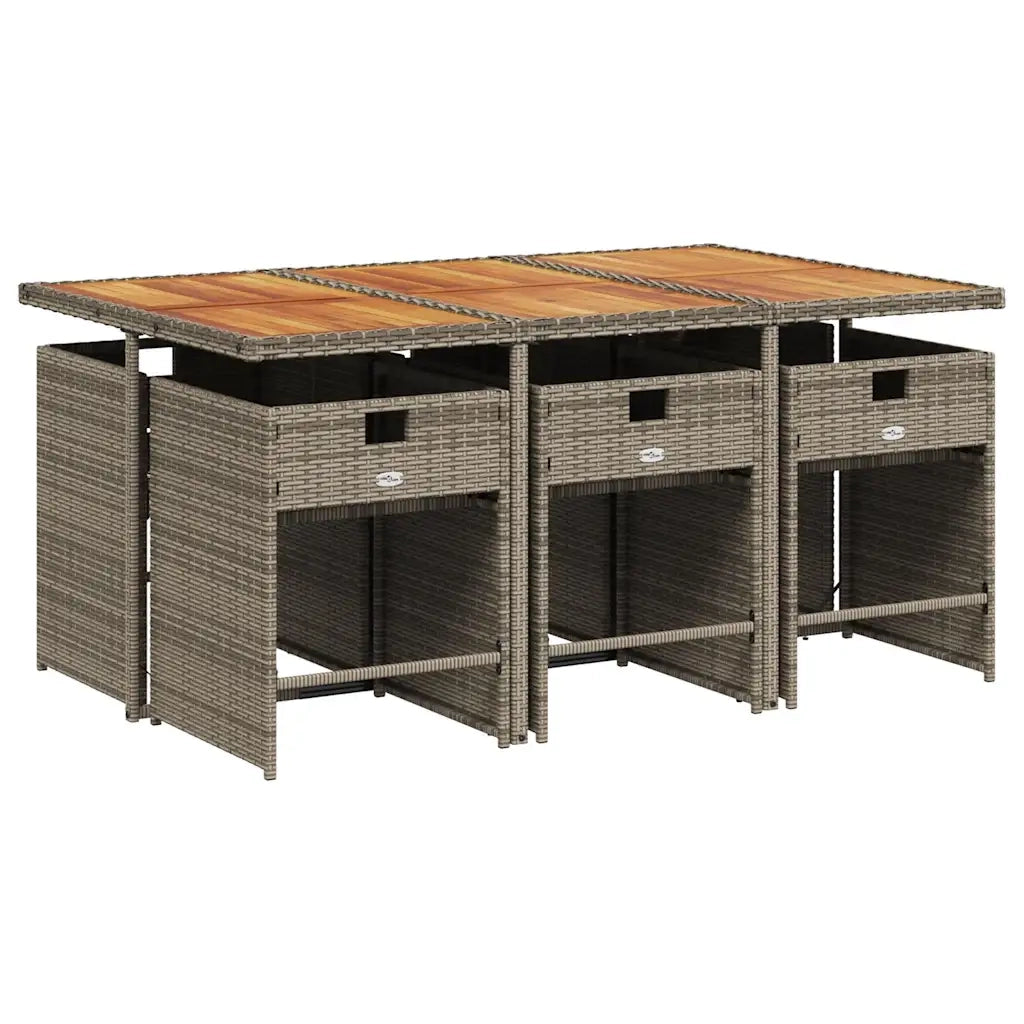 Set da pranzo da giardino da 7 pz con Cuscini in Polyrattan Grigio 3277864