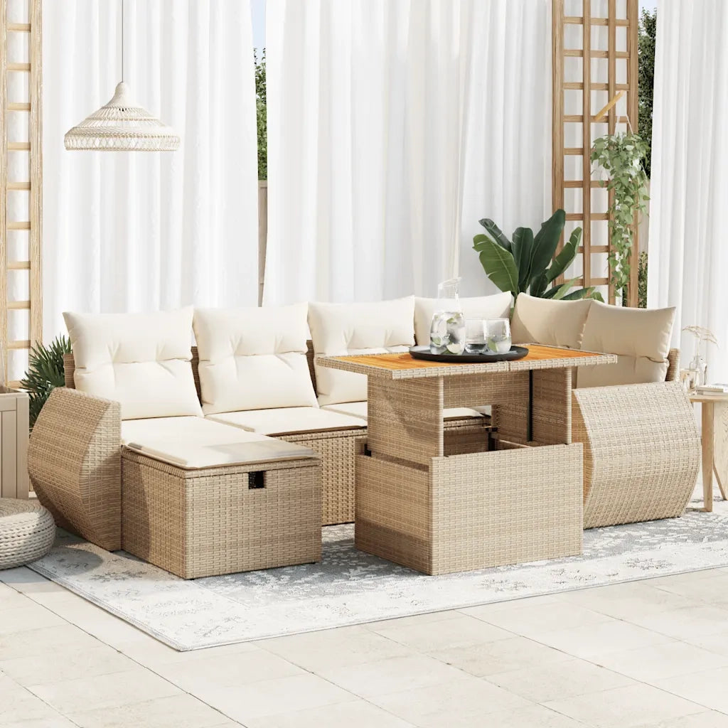 Set Divano da Giardino 8 pz con Cuscini Beige Polyrattan Acacia 3328059