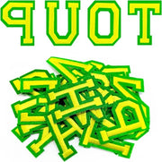 52 pezzi di patch per lettere alfabeto A-Z in tessuto per cucire lettere per abbigliamento accessori DIY (verde e giallo)