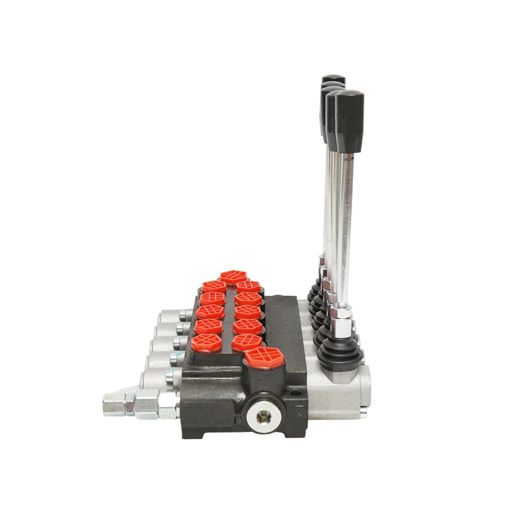 DISTRIBUTORE OLEODINAMICO a 5 leve portata 40L/min con leva e riduzione inclusa -15 /+80