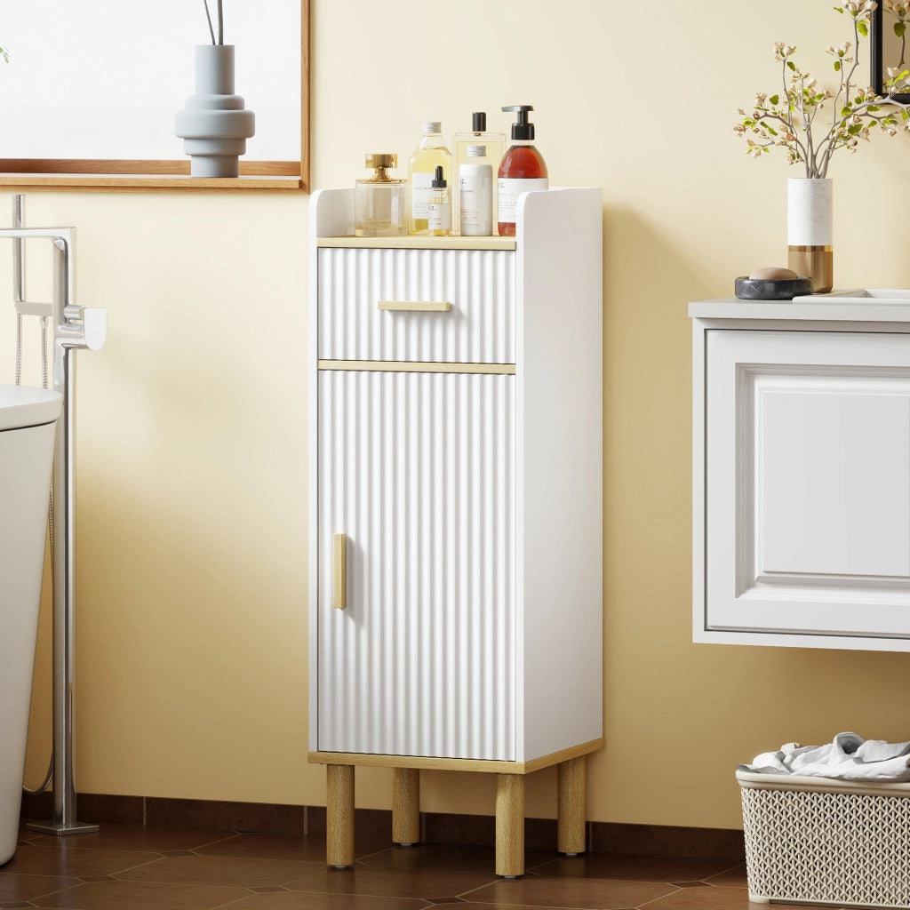 Mobile da Bagno Stretto con Ripiano Regolabile ¨C zephmum ¨C Bianco