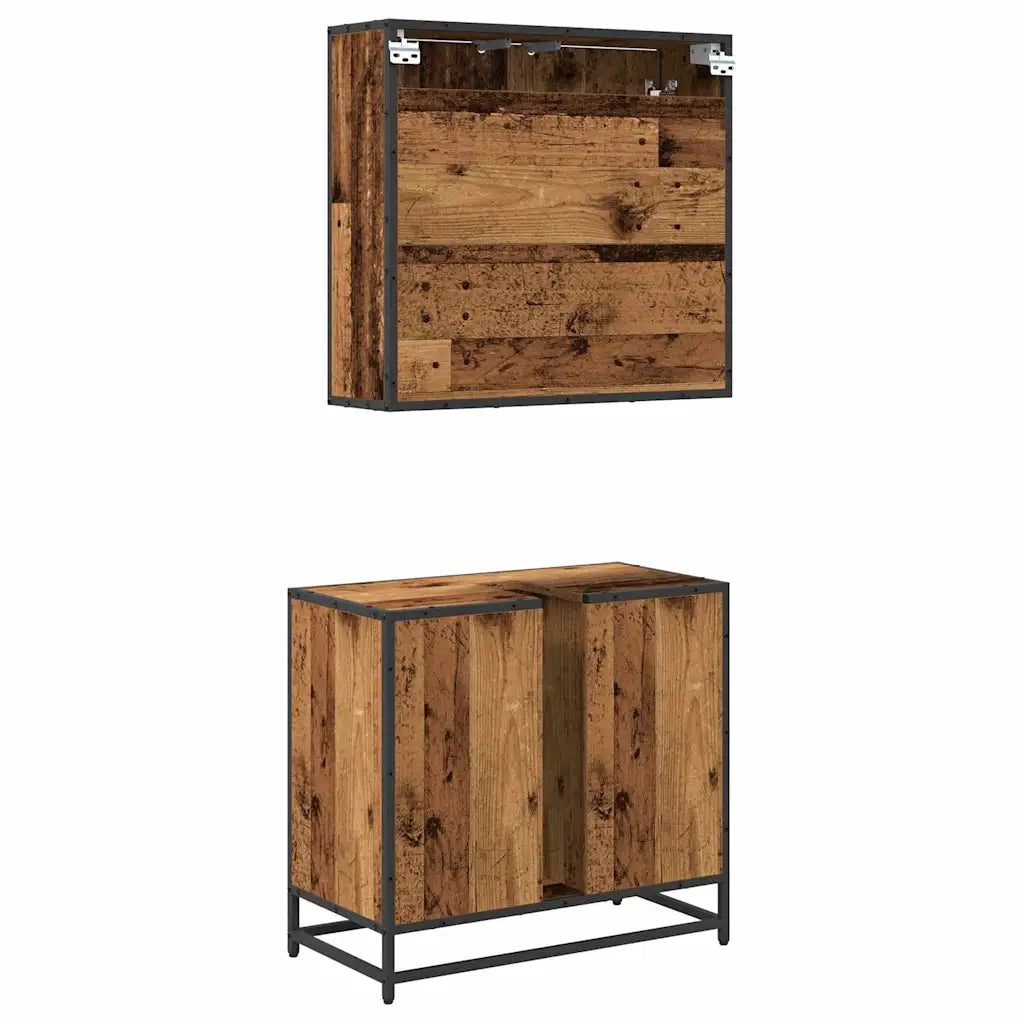 Set di mobili per il bagno con lo scaffale 2 pcs Legno vecchio 3402402