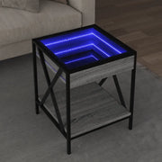 Tavolino da Salotto con LED Infinity Grigio Sonoma 40x40x49 cm