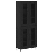 Credenza 2 pz | Madia | Buffet da pranzo | Armadio da pranzo Rovere Nero Legno Stratificato e Vetro