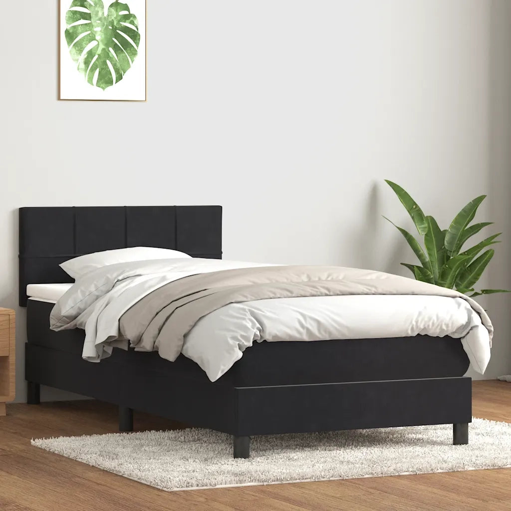 Giroletto a Molle con Materasso Nero 90x210 cm in Velluto