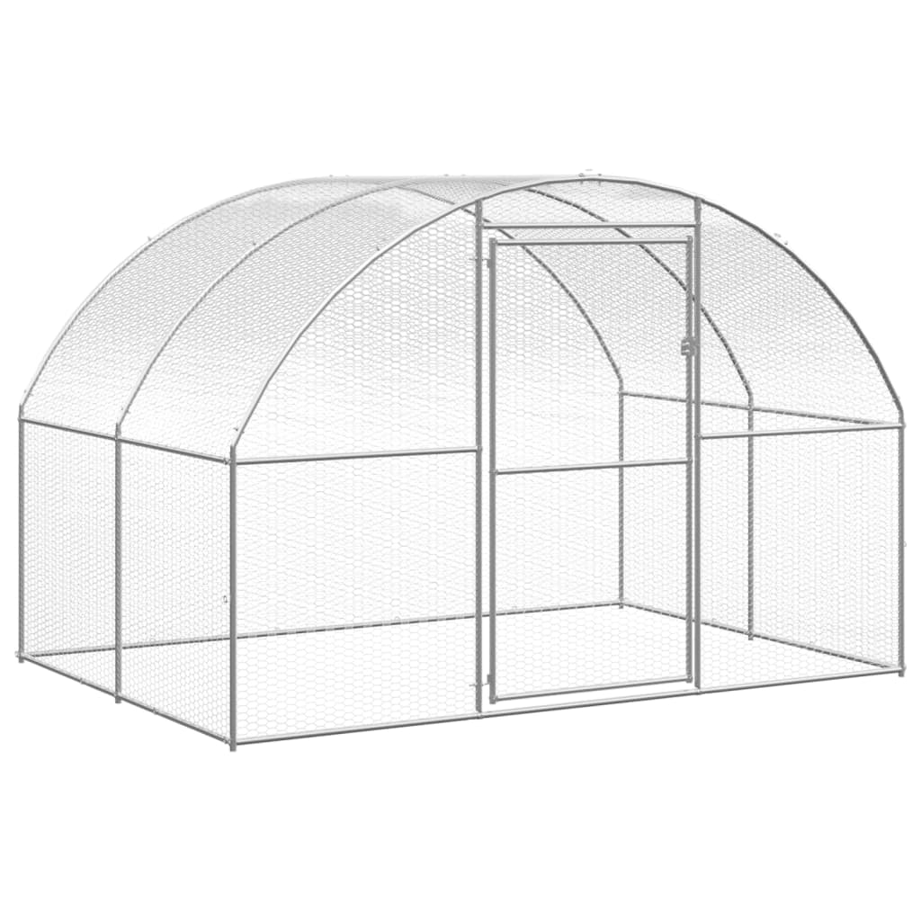 Pollaio/recinto/gabbia per polli da esterno 3 x 16 x 2 m acciaio zincato argento 02_0044003