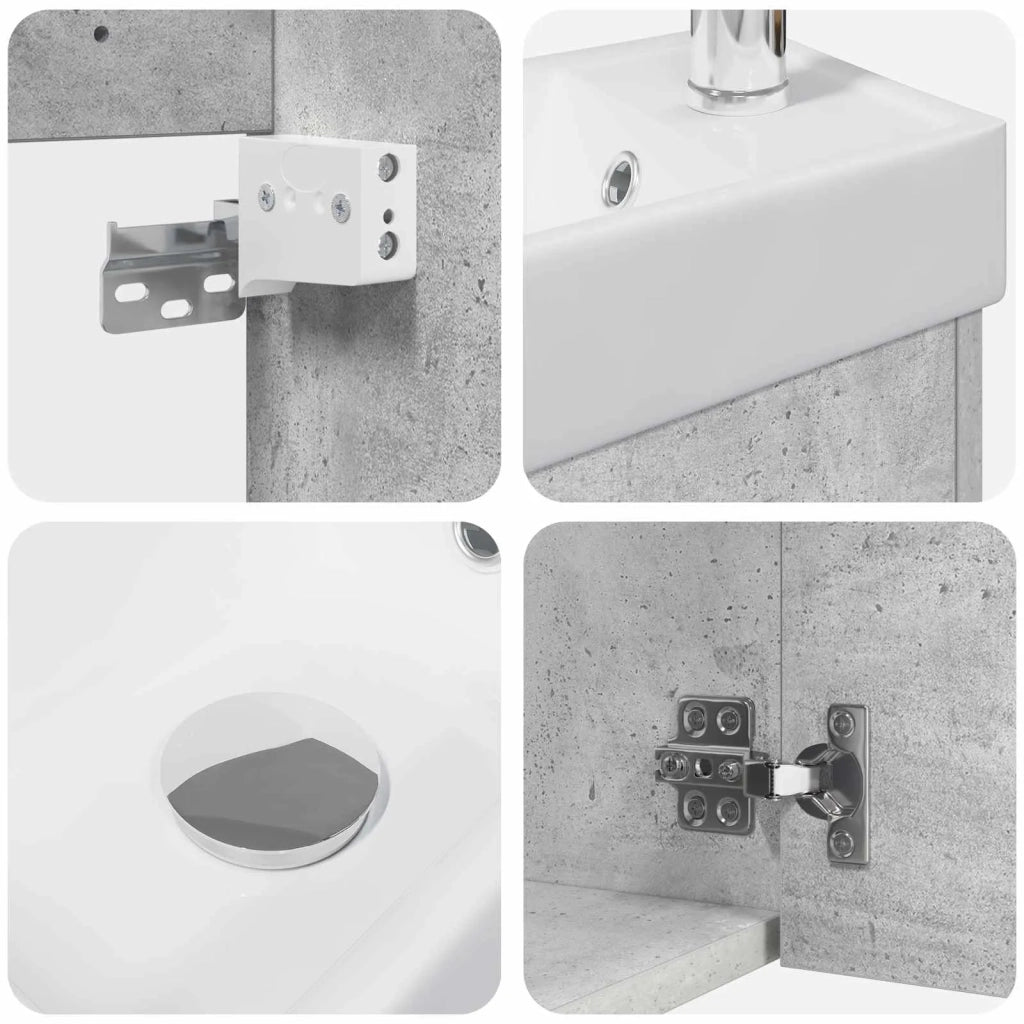 Mobile bagno con rubinetto Grigio Cemento 40,5 x 22,5 x 62 cm
