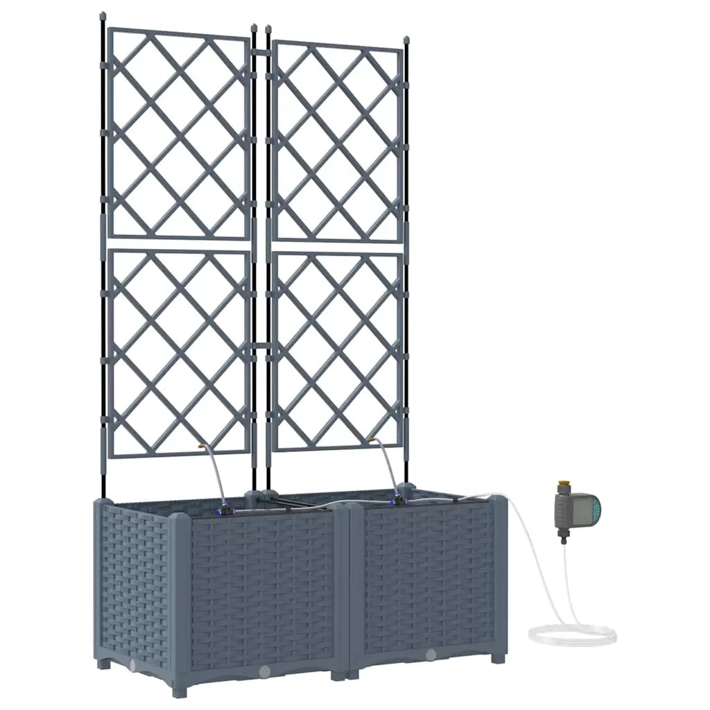 2 pz Fioriere | Cassetta per fiori | Vaso da giardino Grigio Chiaro 80 x 40 x 142 cm Plastica