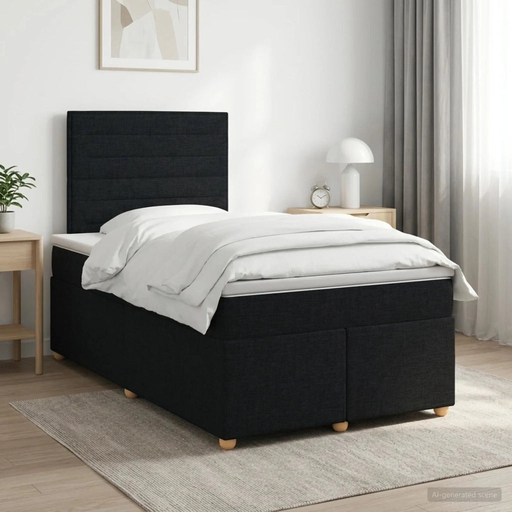 Letto box spring con materasso Nero 120 x 200 cm Tessuto 3453853