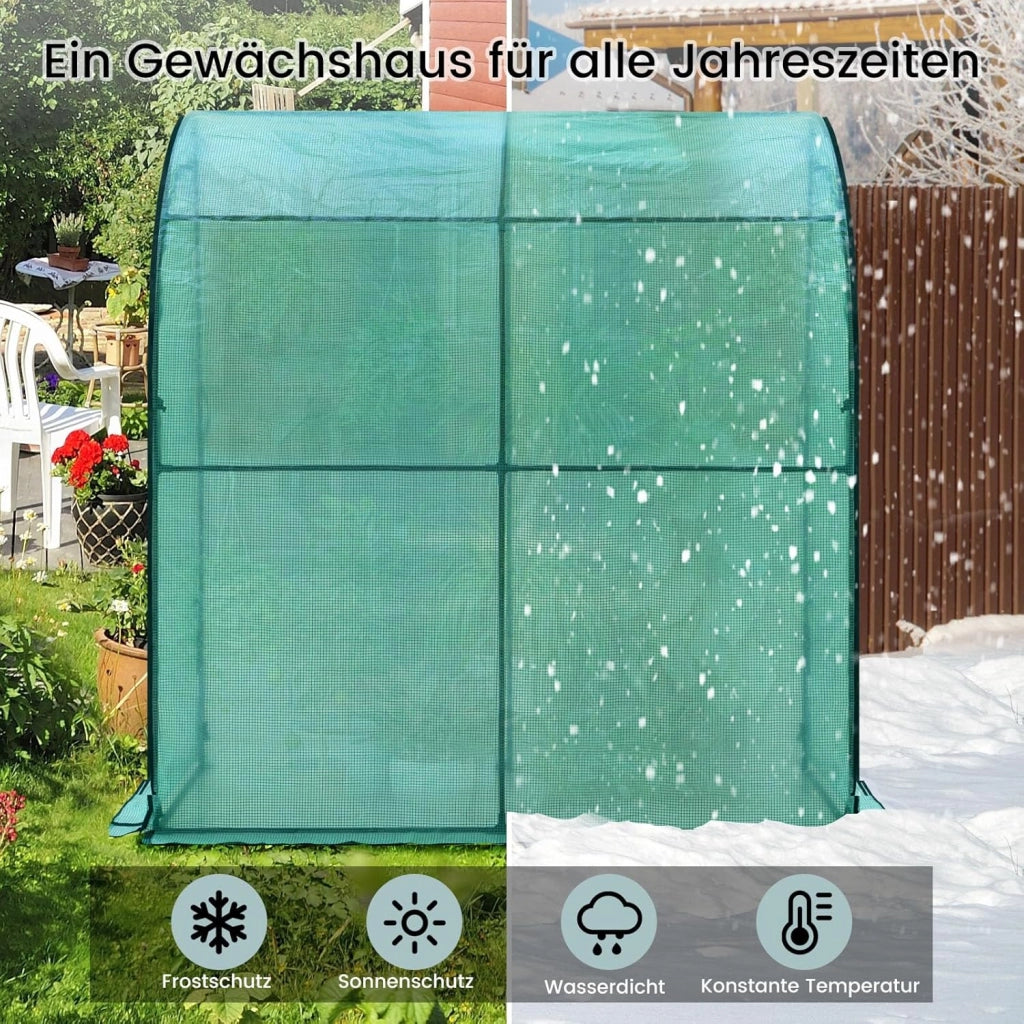 Serra da Giardino, Serra per Orto con 2 Porte Avvolgibili, Copertura per Piante con Telo PE a Rete 140 g/m2 e Telaio Metallico, Verde, 200x100x210cm