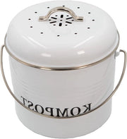 Contenitore di compostaggio per cucina 3 litri - Incluso 2 filtri di carbone - Contenitore di rifiuti con maniglia di inclinazione - 21,5 x 19 x 20,5 cm