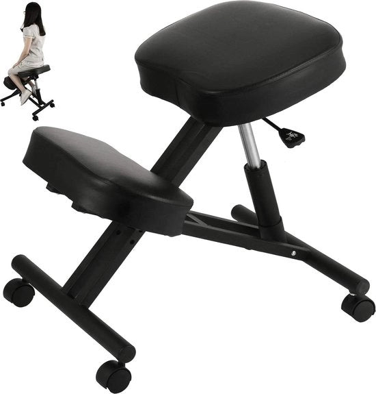 Sedile ergonomico con schiuma PVC e cuscino di acciaio per lesta 39 x 31 cm - Sedile per la salute con 4 ruote e carico di 120 kg - Sedile per ufficio sedile meditativo ecc. - Accessorio di protezione con contenitore per asciugamani
