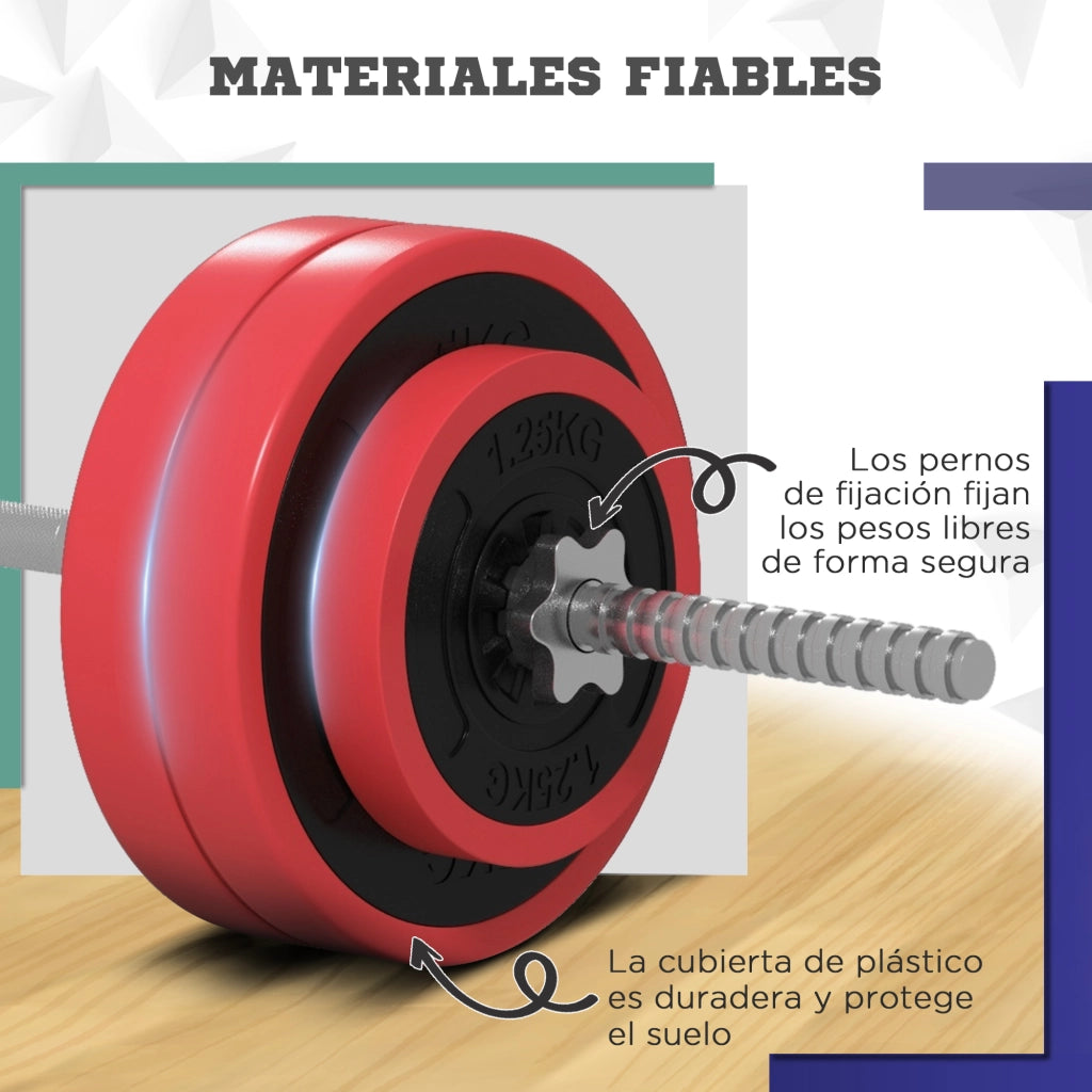 Set pesi con barra e dischi ¨C zephmum ¨C 30 kg, 170x26x26 cm, rosso