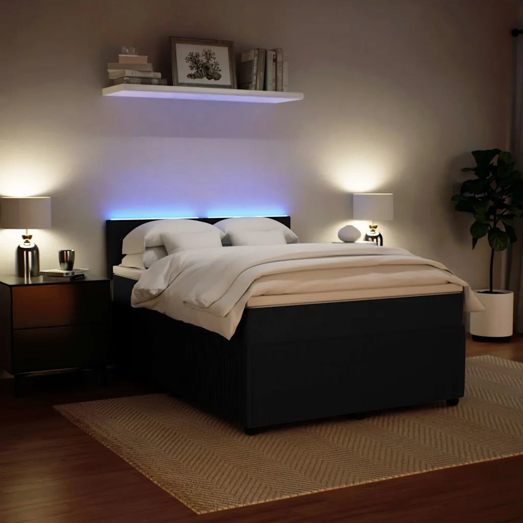 vidaXL Giroletto a Molle con Materasso Nero 160x200 cm in Velluto