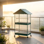 GABBIA PER UCCELLI con divisorio rimovibile 94x70x158 cm verde scuro