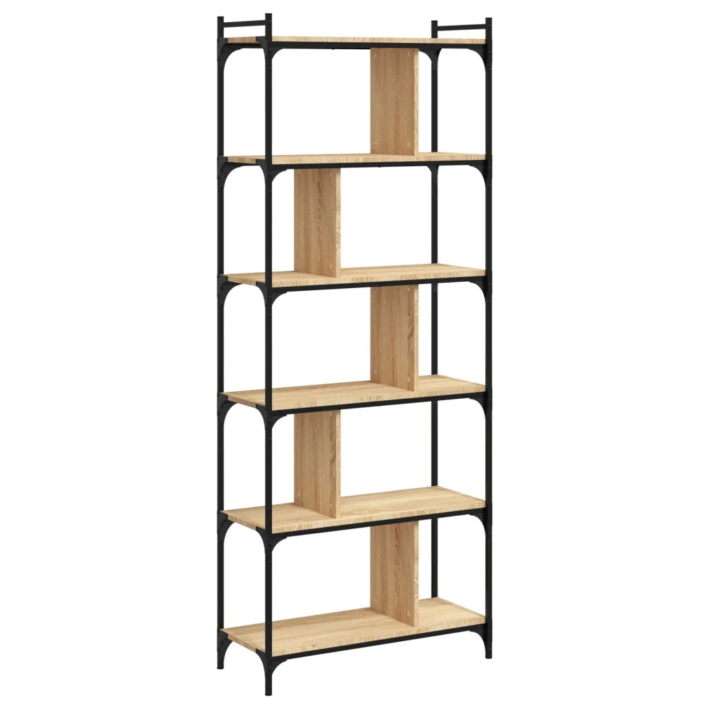 Libreria-Scaffale per Libri-Mobile di Stoccaggio Rovere Sonoma 6 Ripiani 76x32x192 cm Legno Multistrato