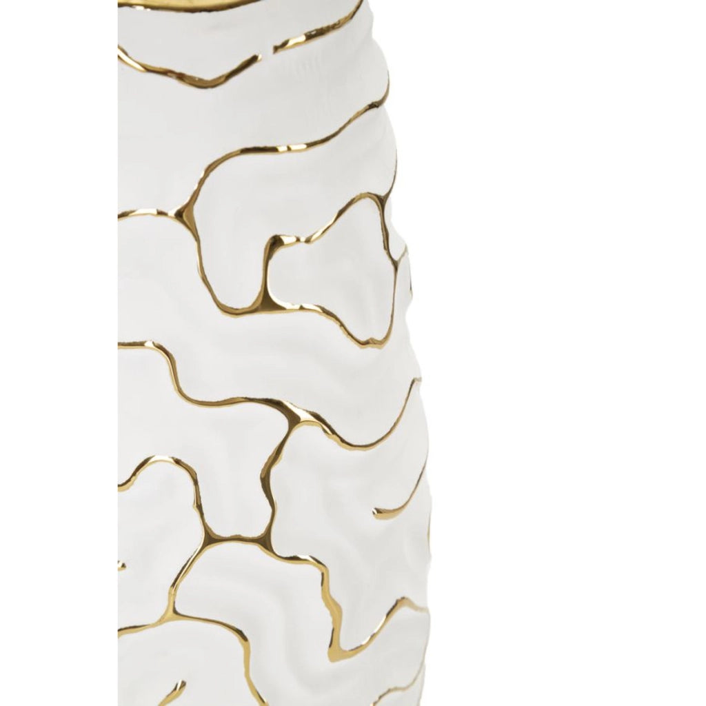 Vaso Decorativo VKH649, Bianco, Ceramica, 12x12x29,5 cm