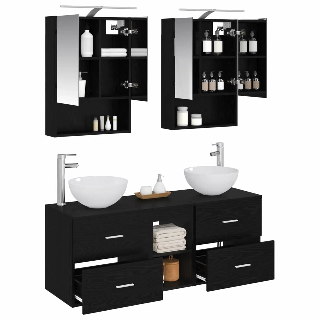 Set di mobili per il bagno 5 pcs Rovere Nero 3406720