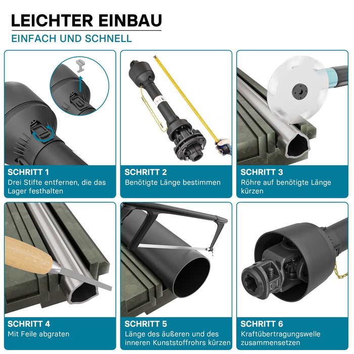 Albero cardanico T6 Giunto cardanico 1200-1320mm 830Nm 540rpm Cardano 74kW (100CV) 2x 1 3/8" Z6 Z21